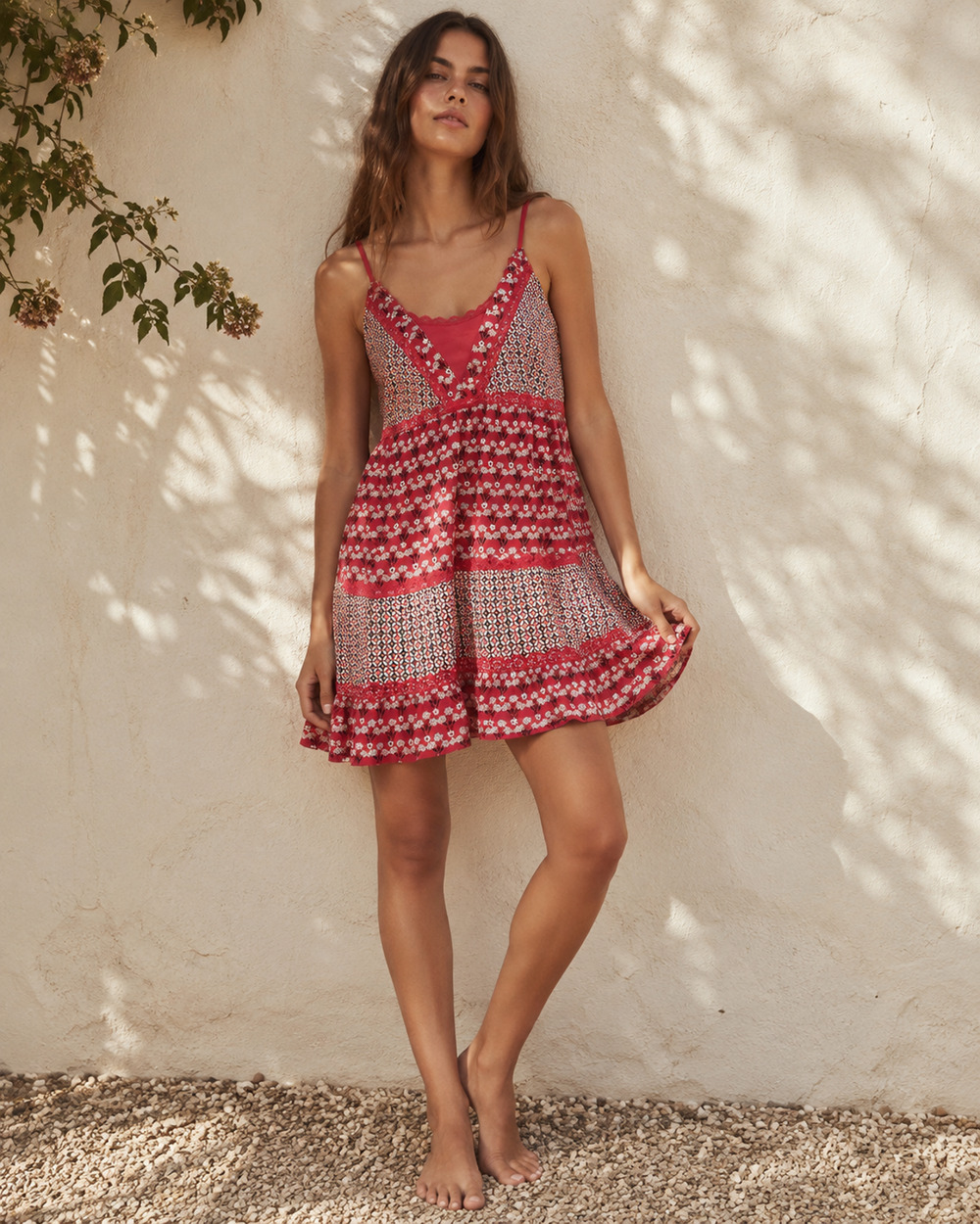 Vintage Y2K Babydoll Sundress Small Floral Coquette Fairy Boho Cotton Romantic